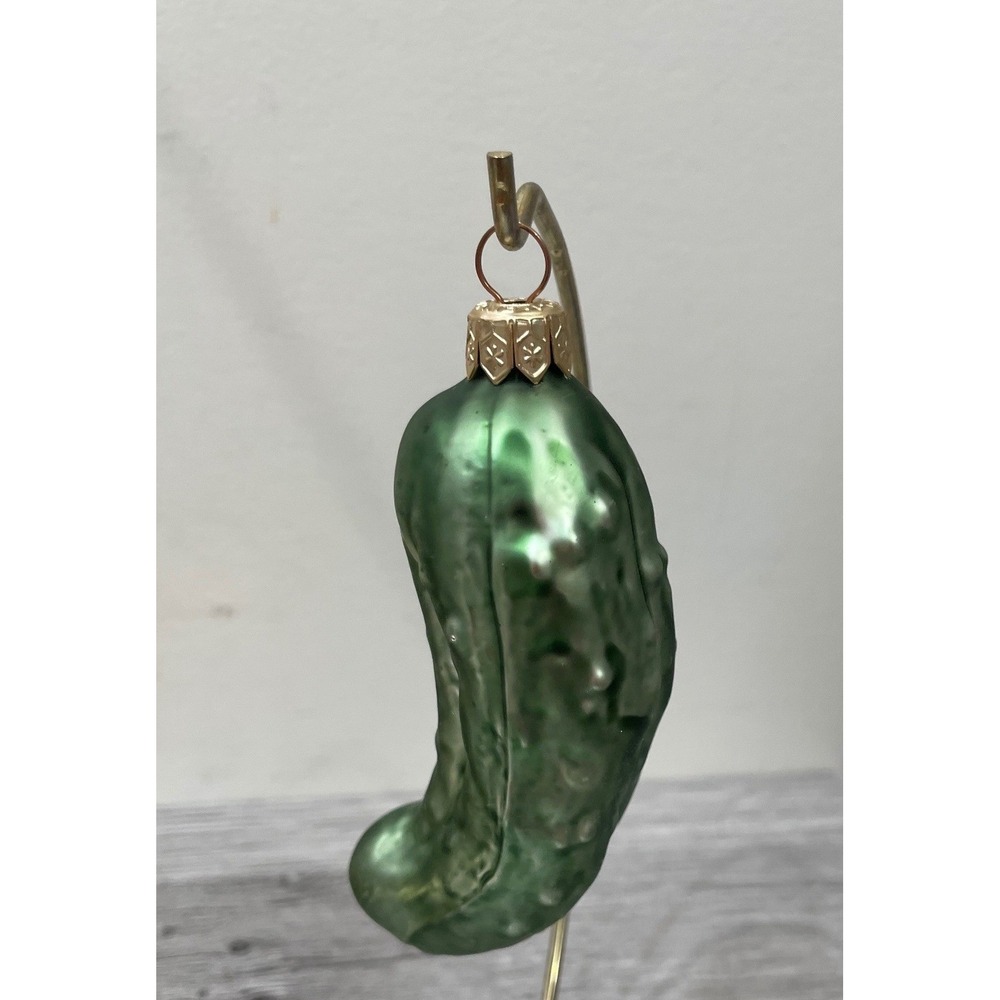 Vintage Polish Glass Pickle Christmas Ornament Made in Poland ornament only